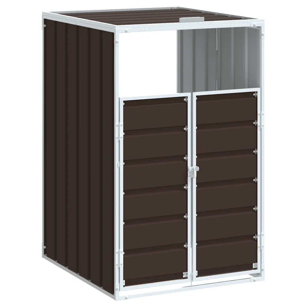 Copribidone Ruote Bidone Singolo Marrone 72x81x115 cm Acciaio 4006174