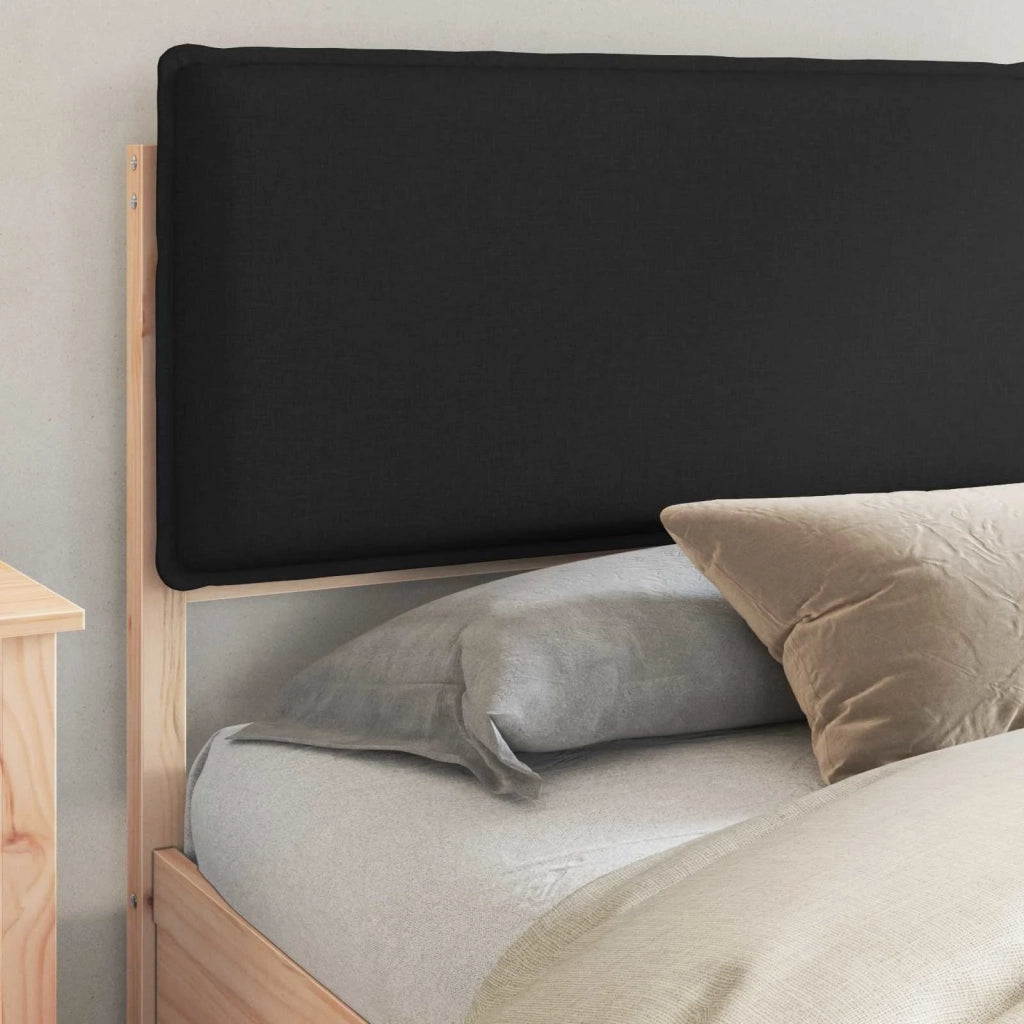 Letto matrimoniale | Letto per adulti | Letto con Testiera Rivestita Nero 180 x 200 cm Pino massello