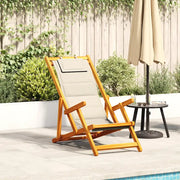 Sedia da Spiaggia Pieghevole Braccioli Legno Acacia&Textilene 4108067