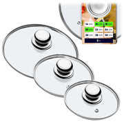 Set di coperchi in vetro KADAX resistenti al calore per pentole e padelle da 16/18/20 cm.