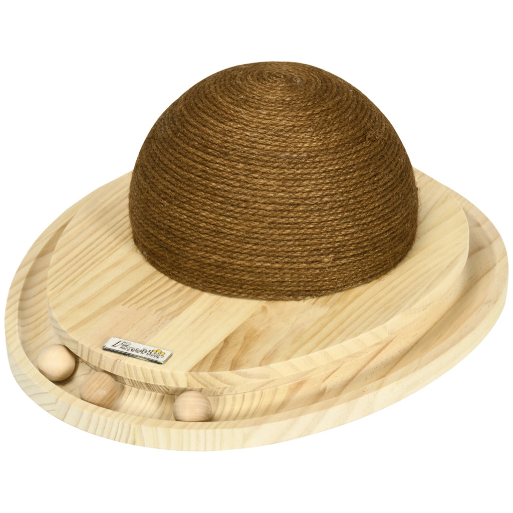 Gioco per gatti con palla e graffiatoio ¨C Minimal ¨C legno pino 39.5x32.5x14.5 cm