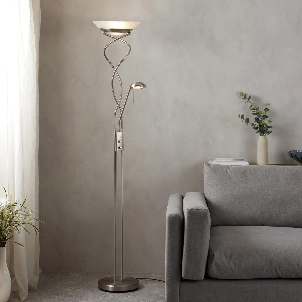 Lampada da terra Monaco dimmer con luce lettura cromata