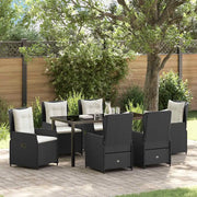 Set da Pranzo per Giardino 7 pcs Nero polyrattan