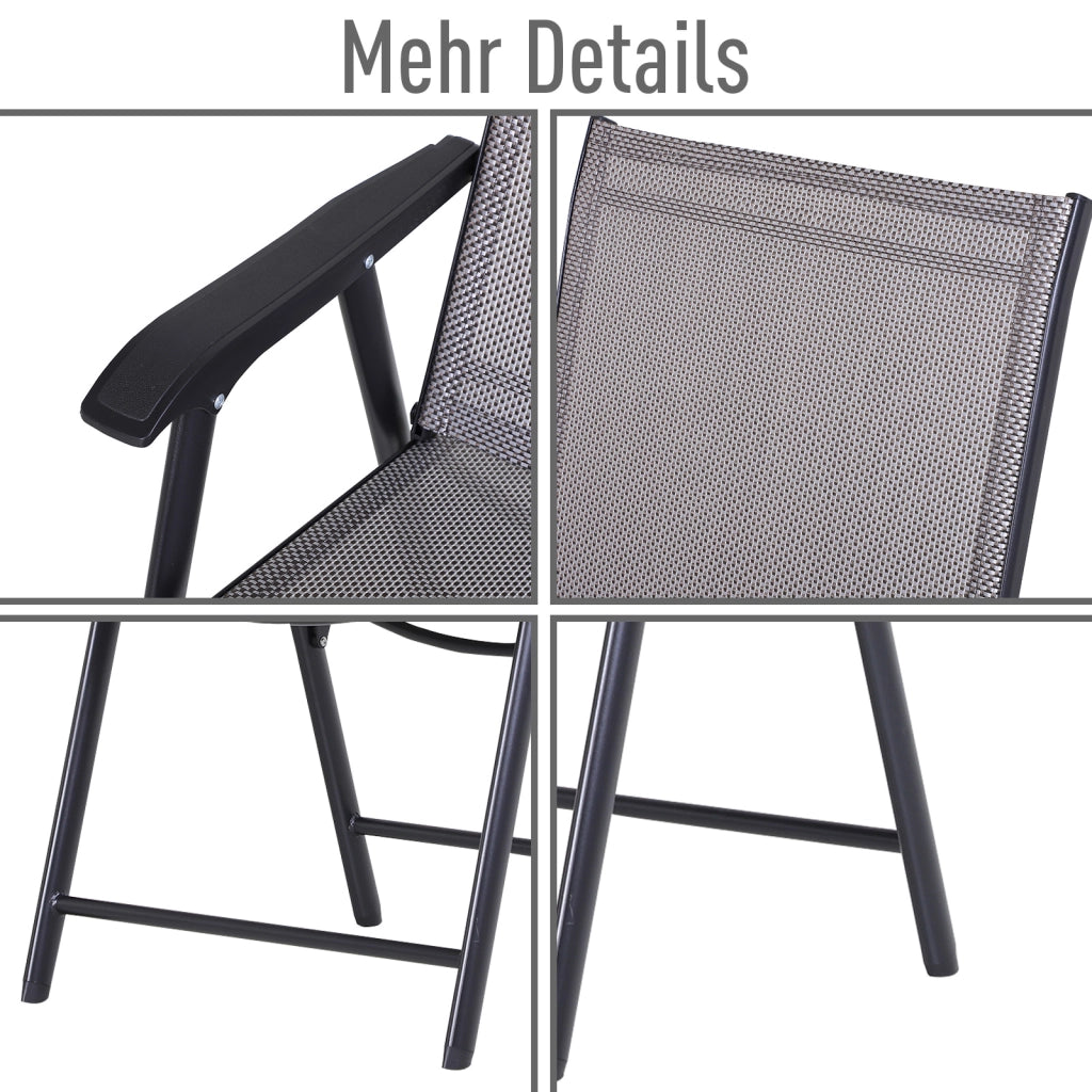 Sedia pieghevole con braccioli 2 pezzi per esterno ¨C Minimal ¨C metallo grigio 58x64x94 cm