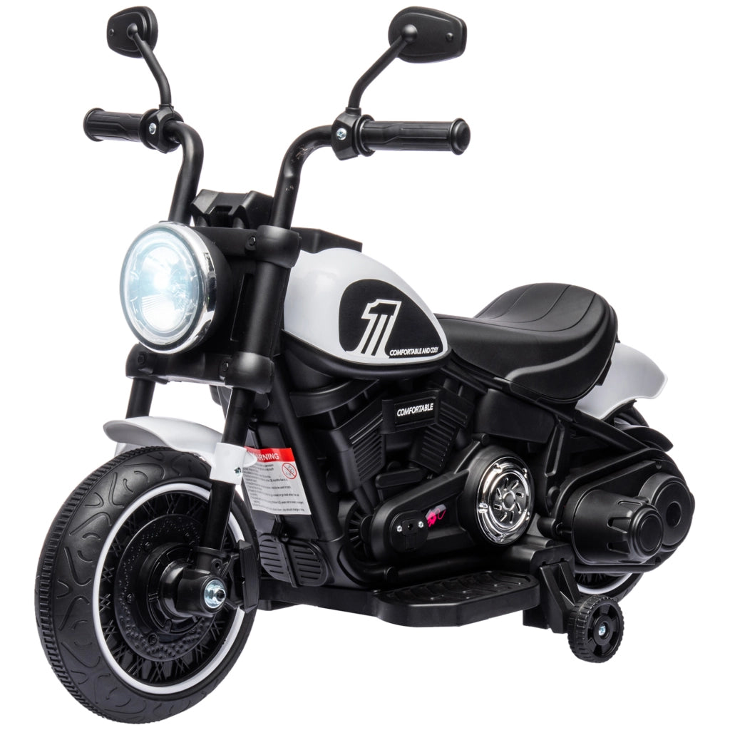 Moto Elettrica per Bambini 18-36 Mesi ¨C Xylo ¨C Batteria 6V Bianco con Ruote Ausiliarie