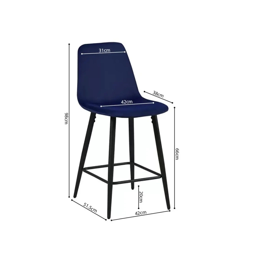 Sgabello da bancone in velluto BOYLD, colore blu scuro