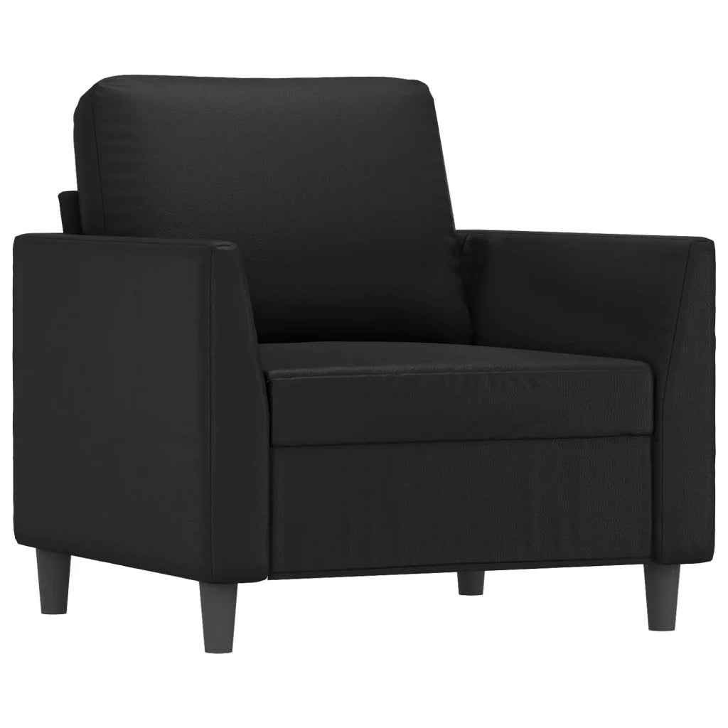 Set di Divani 4 pz con Cuscini Nero in Similpelle