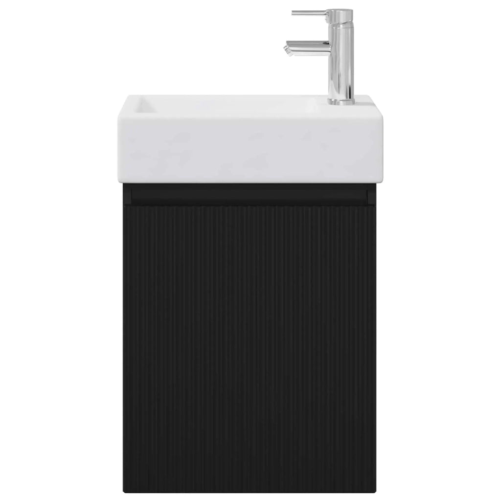 Mobile Bagno | Armadio da bagno con rubinetto Nero 45,5 x 22,5 x 84 cm