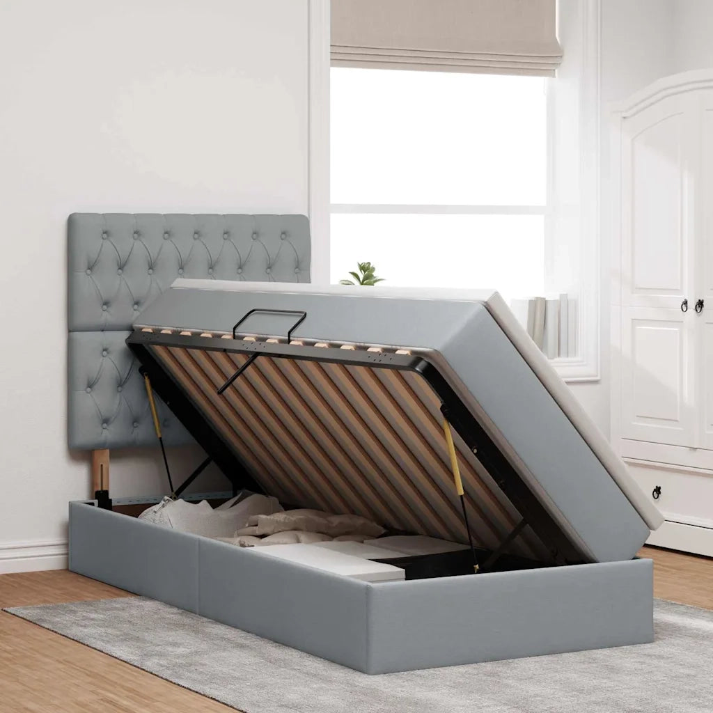 Letto con contenitore e materasso Grigio chiaro 100 x 200 cm 3371823