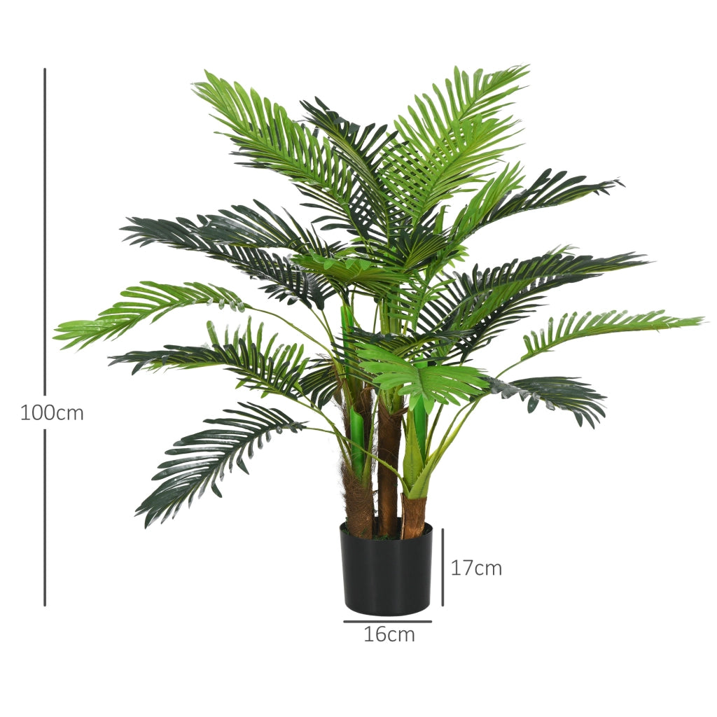 Palma Artificiale 1m ¨C Xylo ¨C Decorazione Realistica con Vaso Marrone Verde