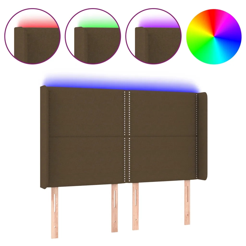 Testiera a LED MarroneScuro147x16x118/128cm inTessuto 3123909