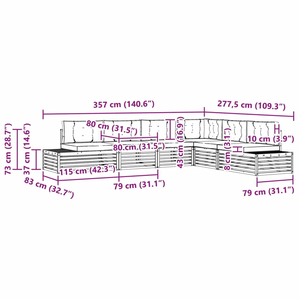 Set di divani da esterno 7 Pezzo 3391125