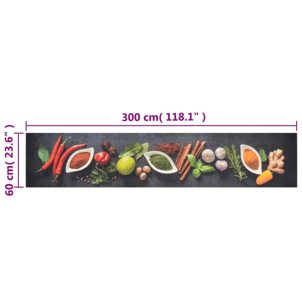 Tappeto del soggiorno | Tappeto da Cucina Lavabile Spezie 60x300 cm Velluto