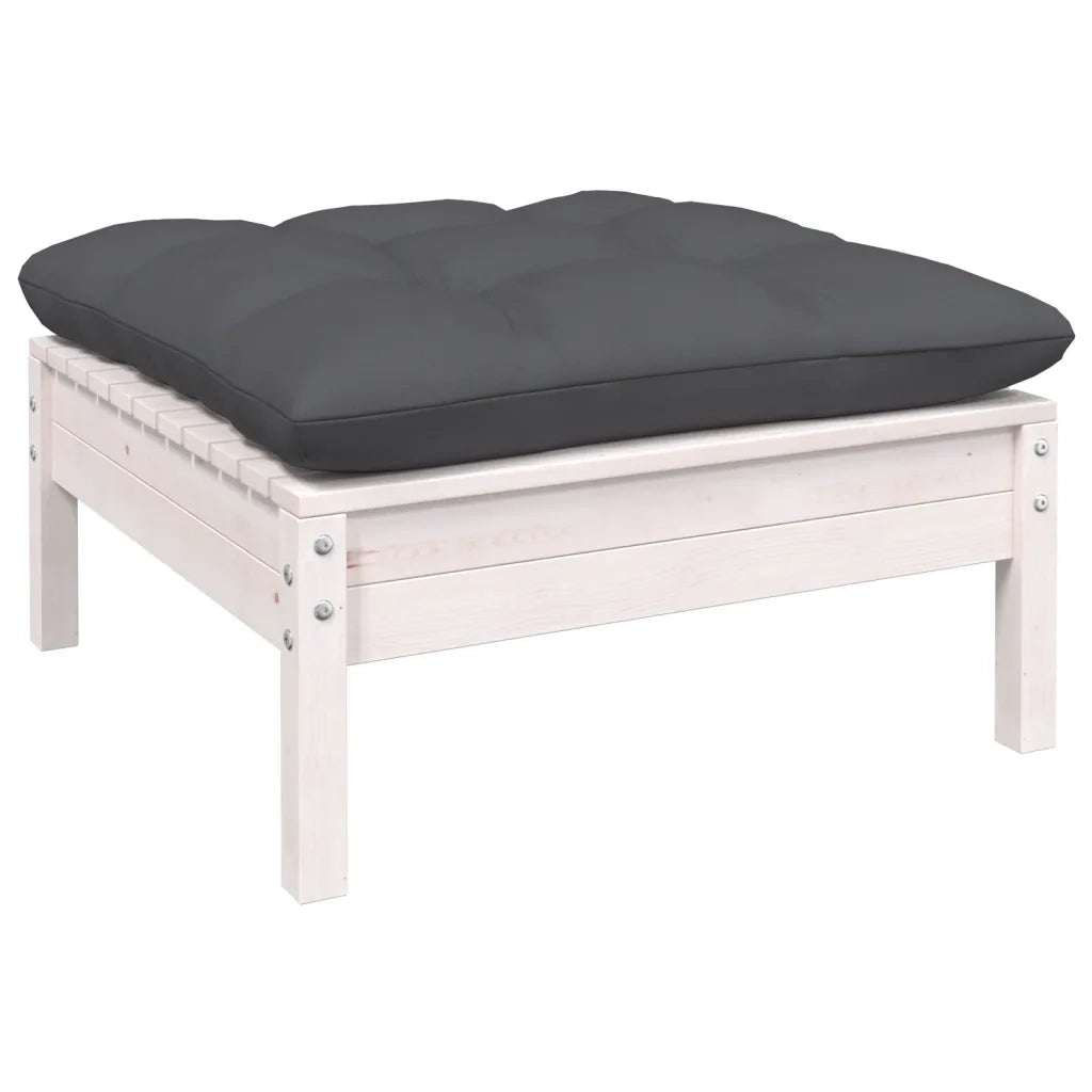 Set Divani da Giardino 6 pz con Cuscini Bianchi Legno di Pino 3097080