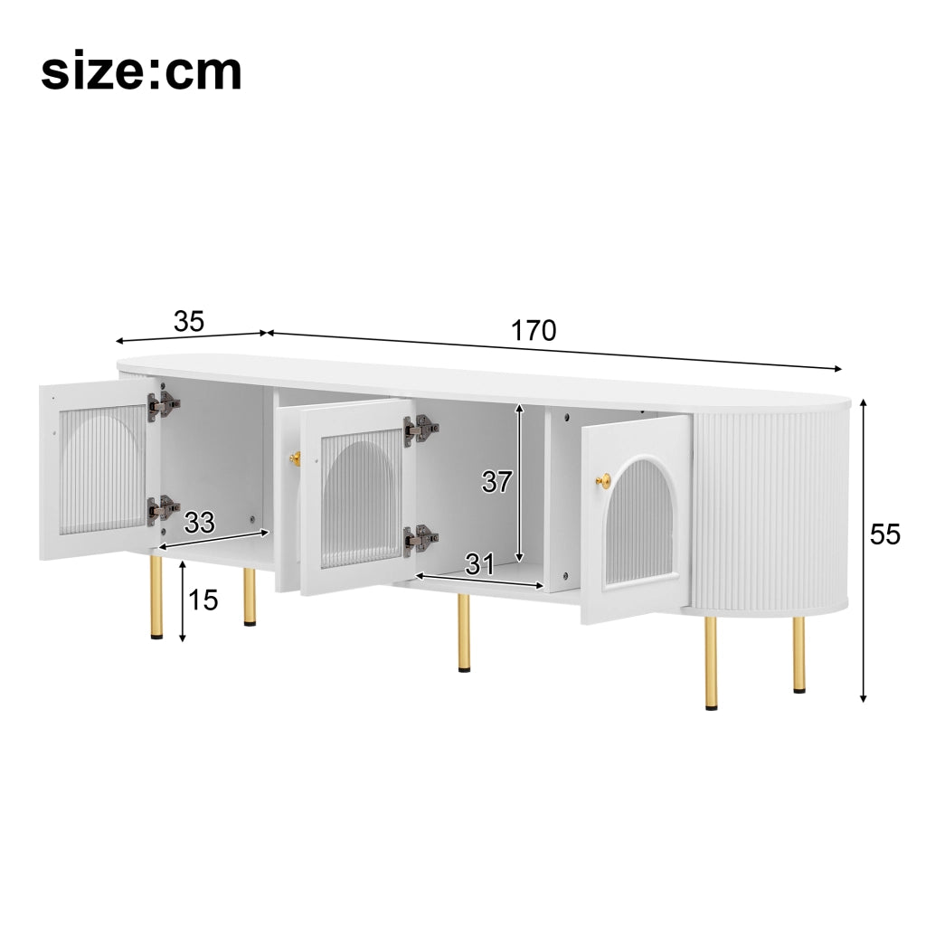 TV-Schrank Bianco+Oro in MDF Lunghezza 170 cm