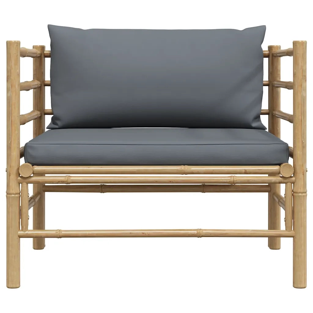 Divano da Giardino con Cuscini Grigio Scuro in Bambù 313156