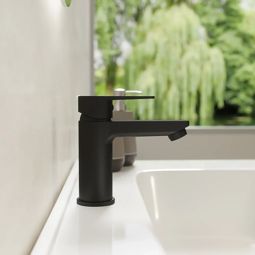 Coppia miscelatori lavabo bidet senza scarico nero opaco | Jane