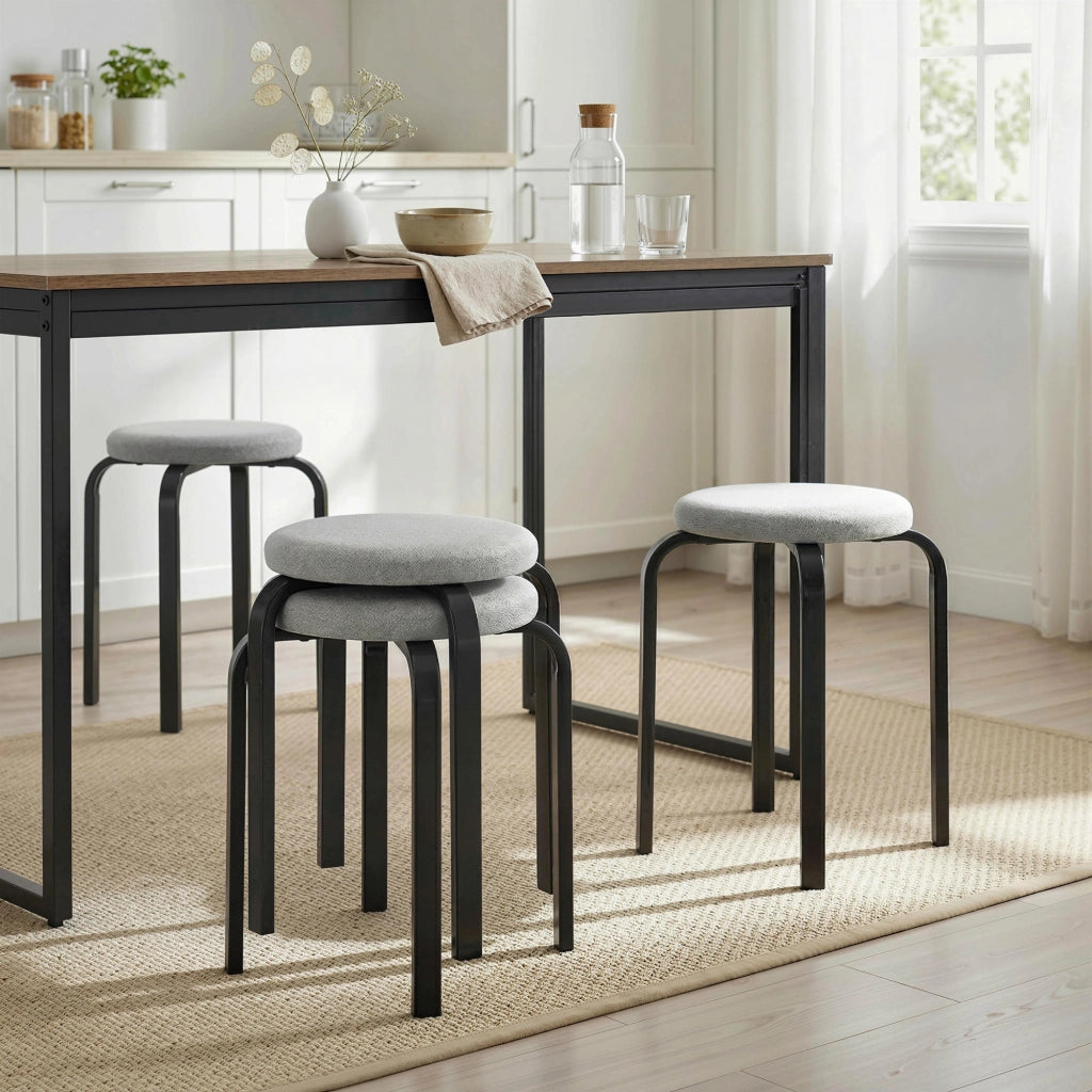 Set di 4 sgabelli tondi imbottiti ¨C zephmum ¨C grigio