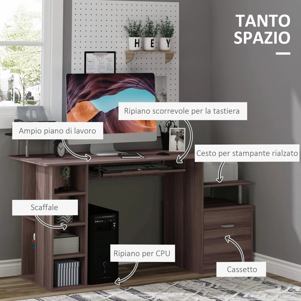 Scrivania per Computer ¨C Xylo ¨C Legno con Cassetto e Scaffale