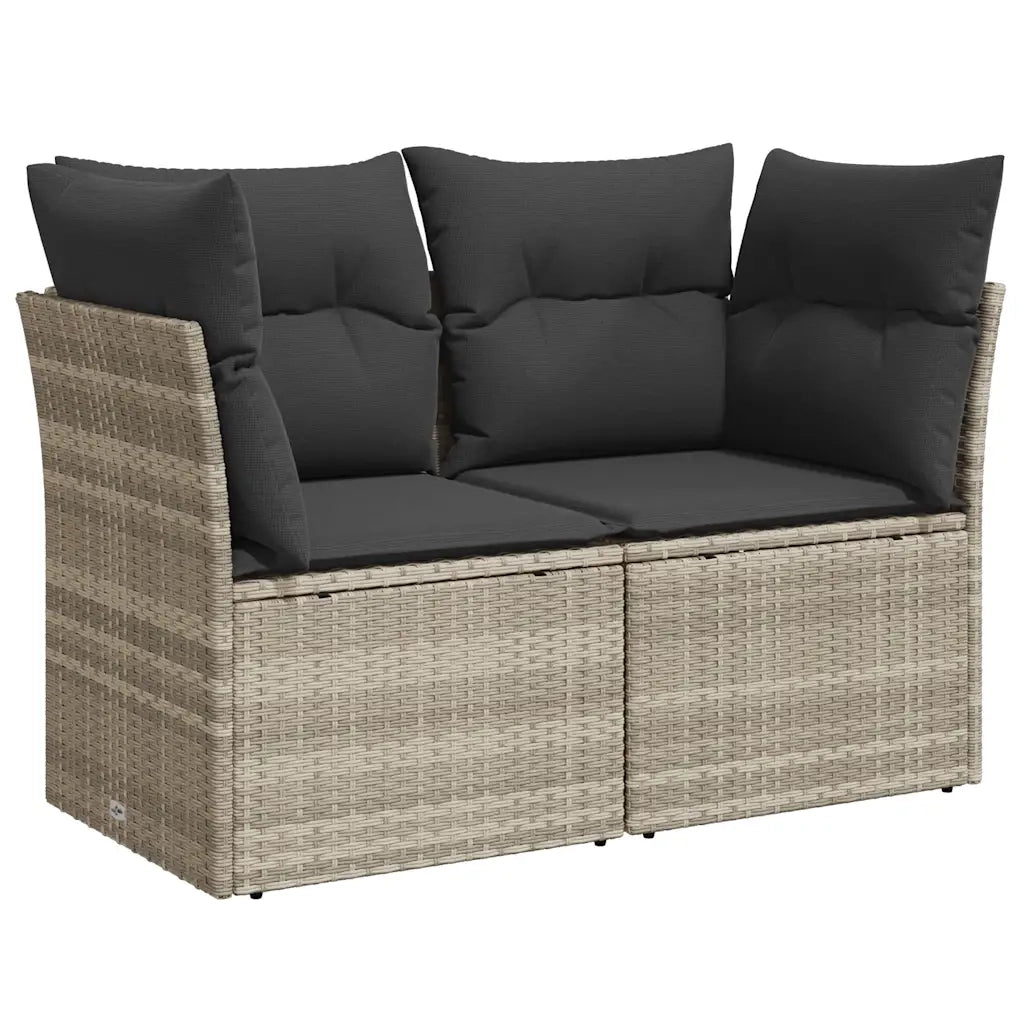 Divano da Giardino con Cuscini 2 Posti Grigio Chiaro Polyrattan 366176