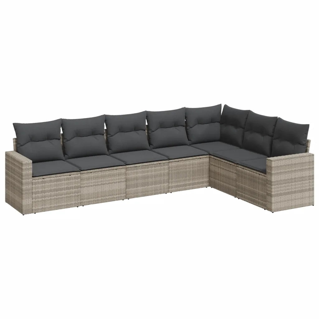 Set Divani da Giardino 7pz con Cuscini Grigio Chiaro Polyrattan 3251389