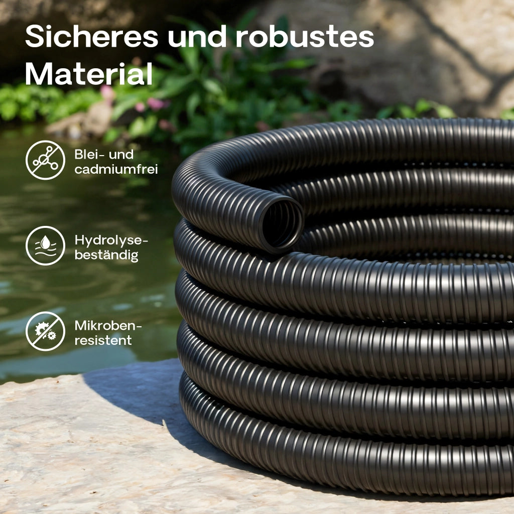 Tubo spiralato per pompe nero 25 m Ø 50 mm (2″) con spirale rinforzata in PVC anti-attorcigliamento
