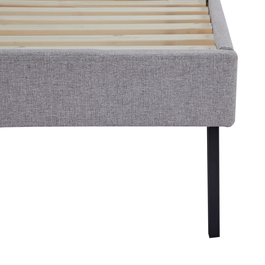 Letto Francese Porvoo con Testiera e Materasso 140x200 cm Rivestimento in Tessuto - Grigio [en.casa]