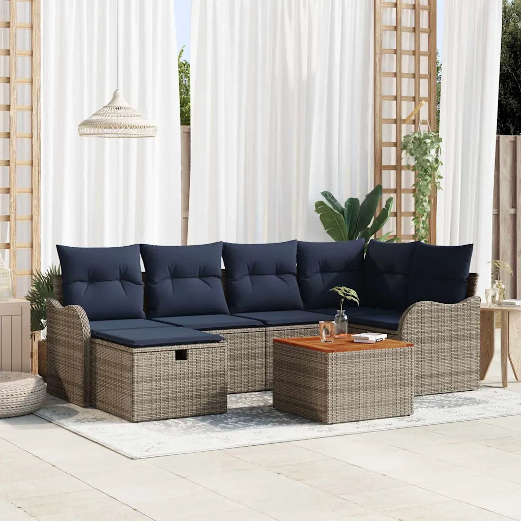Set Divano da Giardino 7 pz Grigio polyrattan 3359486