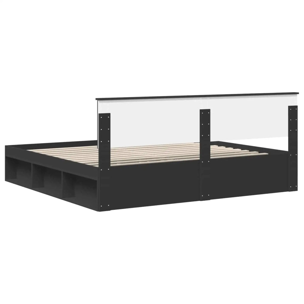 Letto matrimoniale | Letto per adulti | Struttura del letto Nero 200 x 200 cm Pino massello