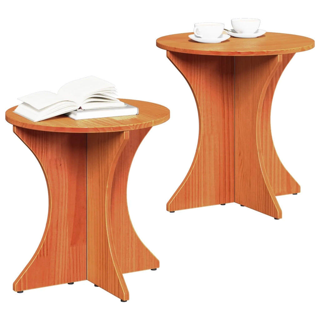 Tavolino da salotto 2 pcs Marrone cerato Legno di pino massello 873567