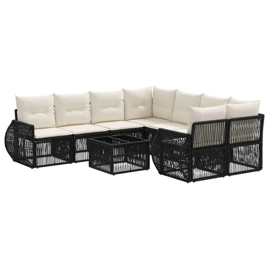 Set Divano da Giardino 9 pz Nero polyrattan 3435364