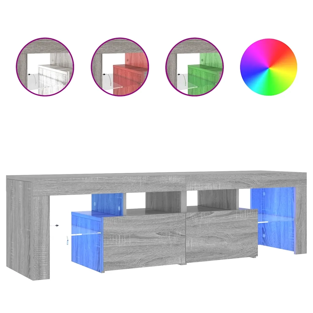 Mobile Porta TV con Luci LED-Mobile per TV-Credenza TV grigio sonoma 140x36,5x40 cm