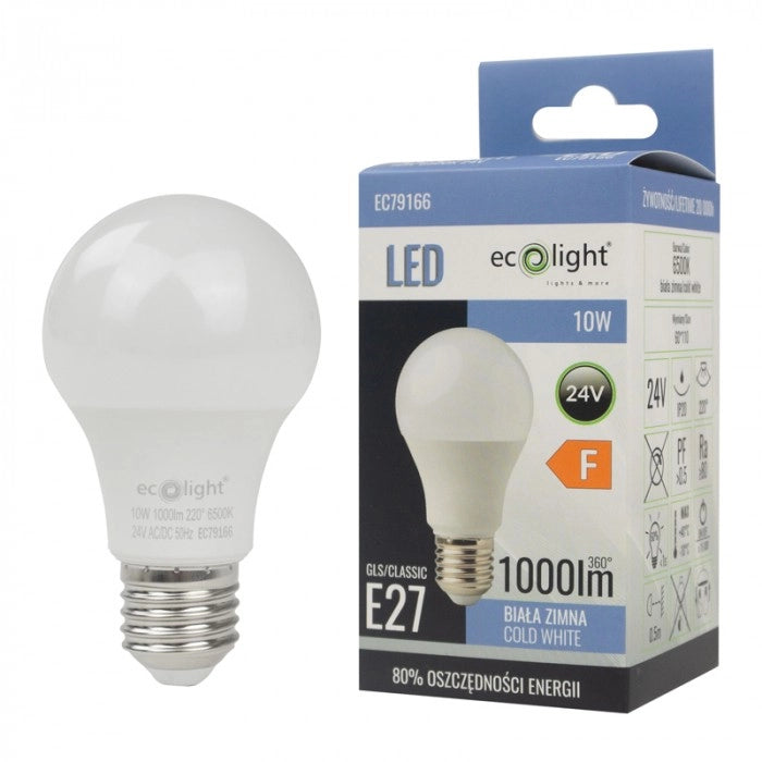 Lampadina LED globo E27 10W 6500K fredda 900lm Ecolight