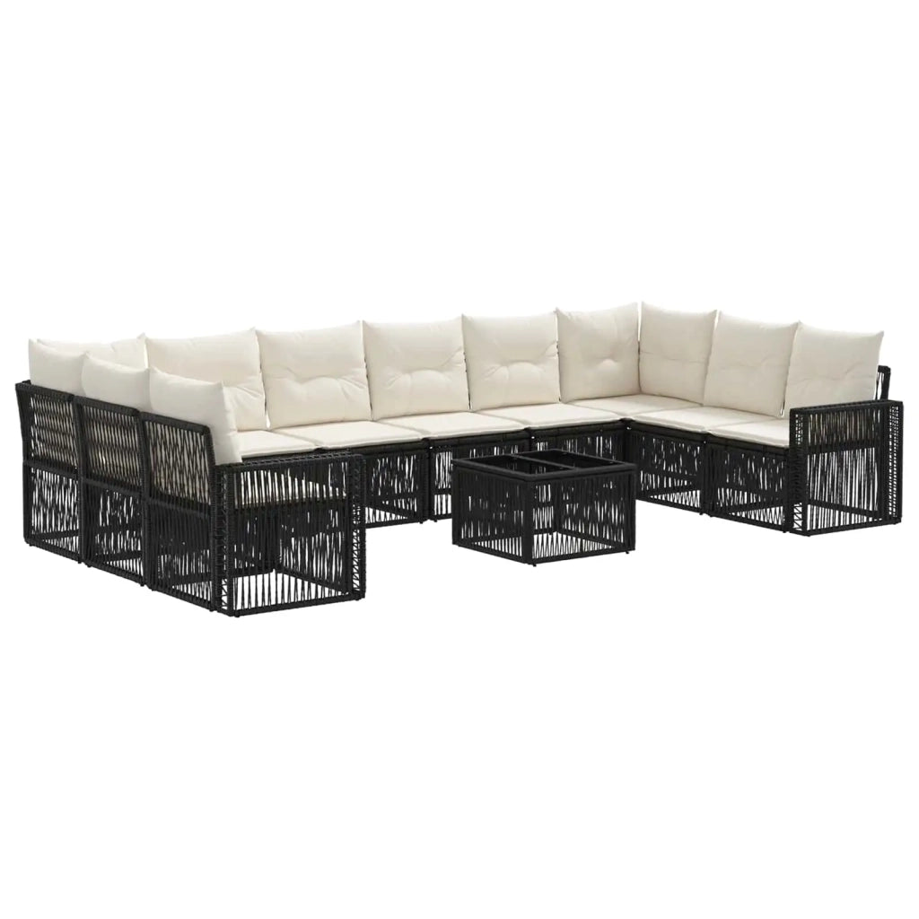 Set Divano da Giardino 11 pcs Nero e Bianco Crema polyrattan 3435235