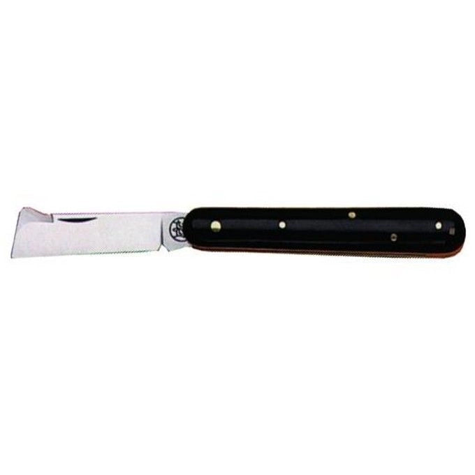 DUE BUOI 202P Coltello da Innesto Lama in Acciaio al Carbonio C100 Manico in Plastica Nera colore Nero