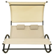 Lettino Prendisole Doppio con Baldacchino in Textilene Crema 310548
