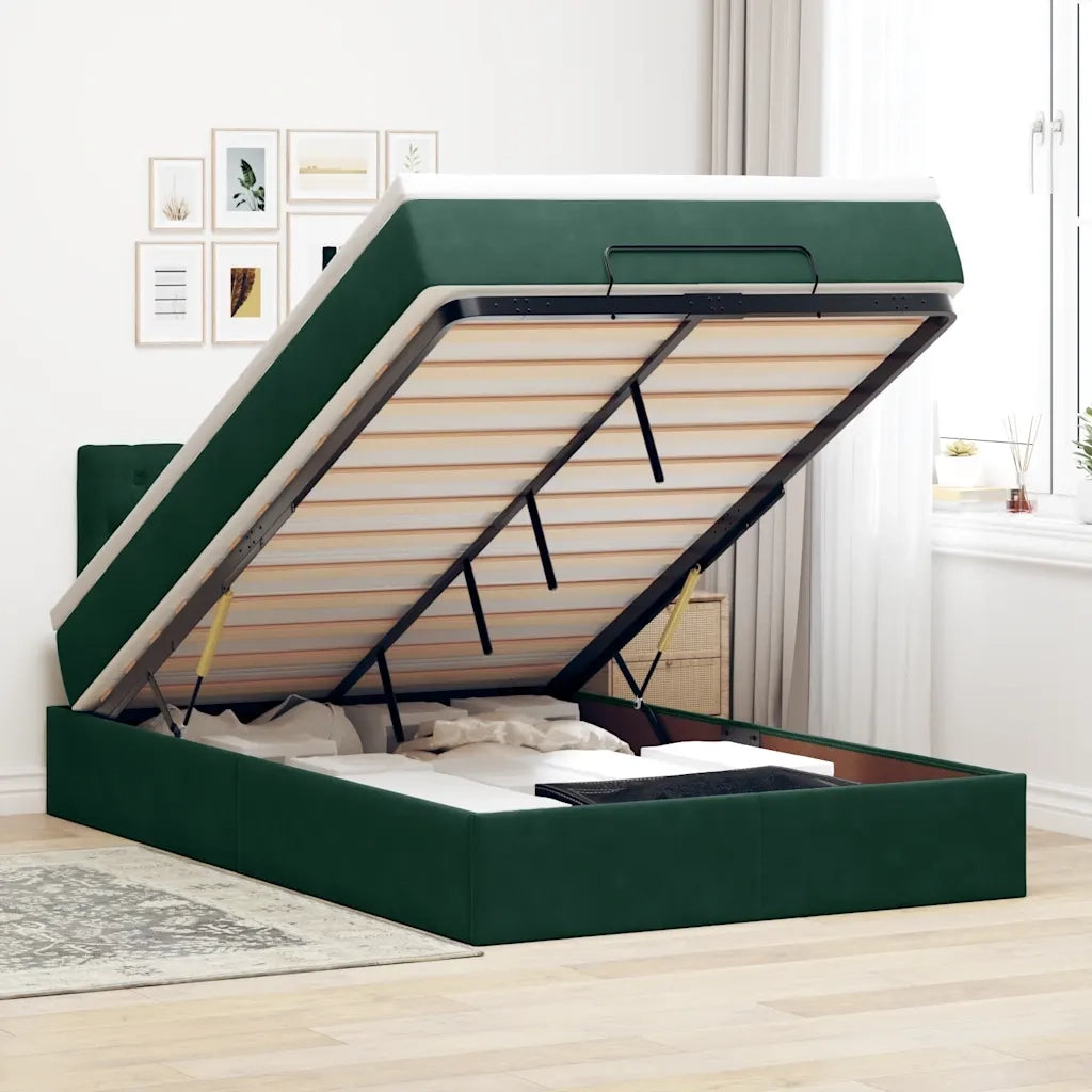 Struttura Letto Pouf con Materasso 120x200 cm Velluto