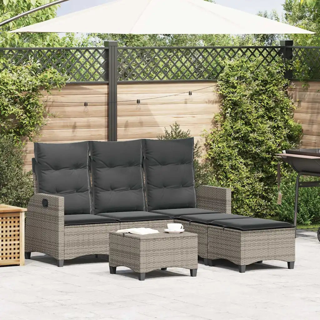 Set Divani da Giardino 3 pz con Cuscini a L Grigio Polyrattan 3328640