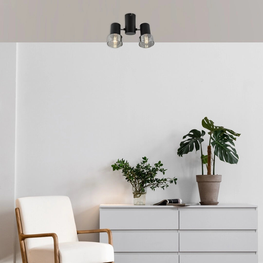 Plafoniera loft nera 2 spot orientabili E14 Rabalux Hatice