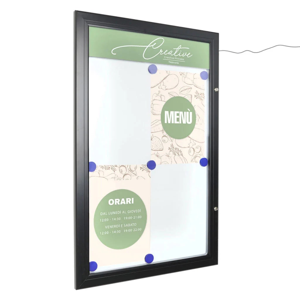 Bacheca per esterni porta Menu nera - 2 x A4 LED