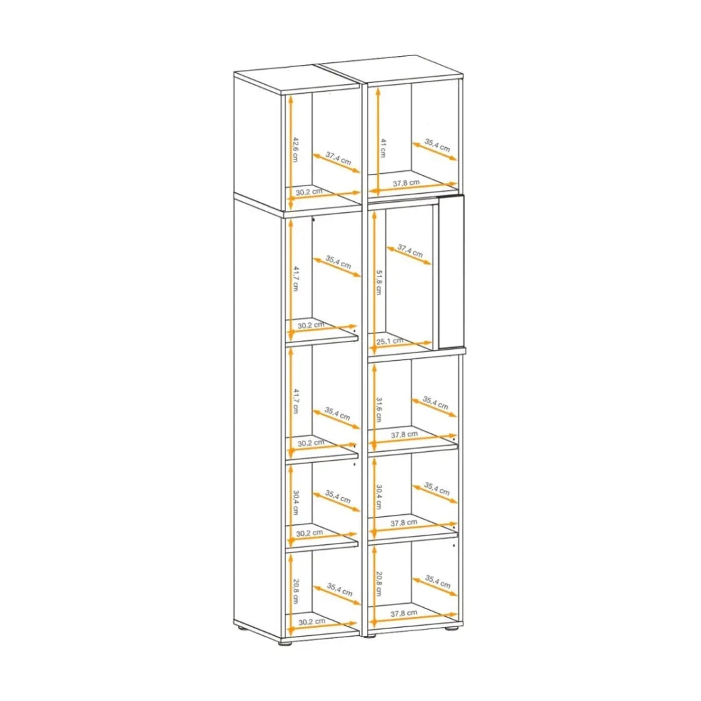 Vetrina CRISS – Legno e metallo – Rovere chiaro e nero – Con LED