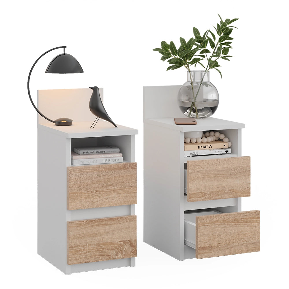 Vicco Comodino Bianco/Sonoma 25 x 59.1 cm Set di 2