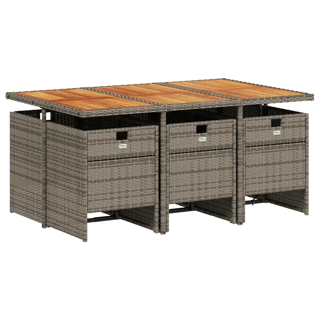 Set da pranzo da giardino da 7 pz con Cuscini in Polyrattan Grigio 3277684