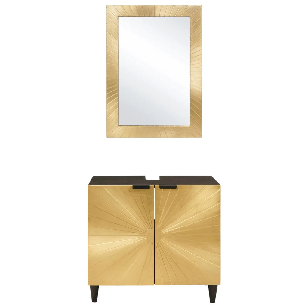 Set di Armadi da Bagno 2 pz Nero e Ottone 62 x 33 x 58 cm 3310024