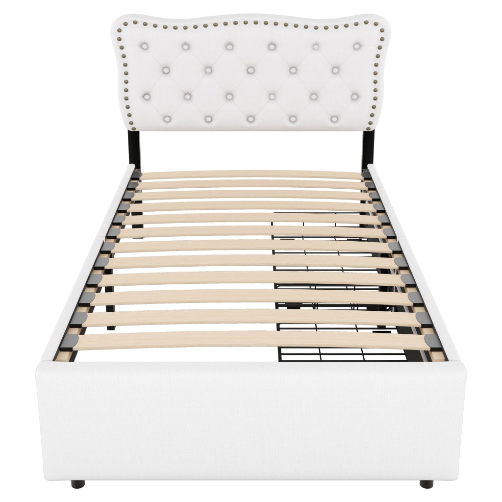letto imbottito mdf beige 90 x 200 cm