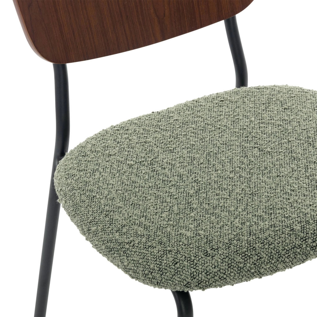Set 2 sedie bouclé struttura in legno con gambe in metallo, verde