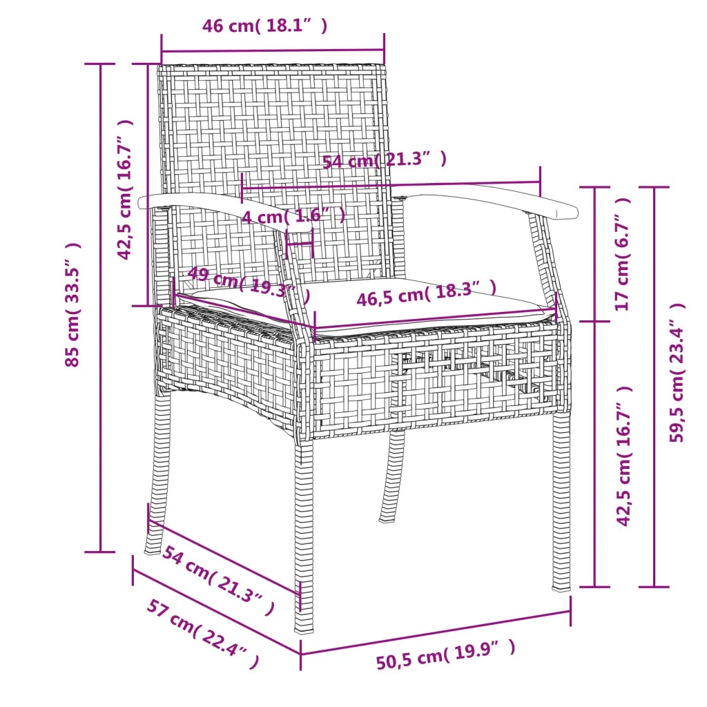 Set da Pranzo da Giardino 7 pz con Cuscini in Polyrattan Grigio 3213573