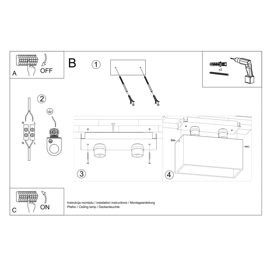 Lampada da soffitto QUAD nero