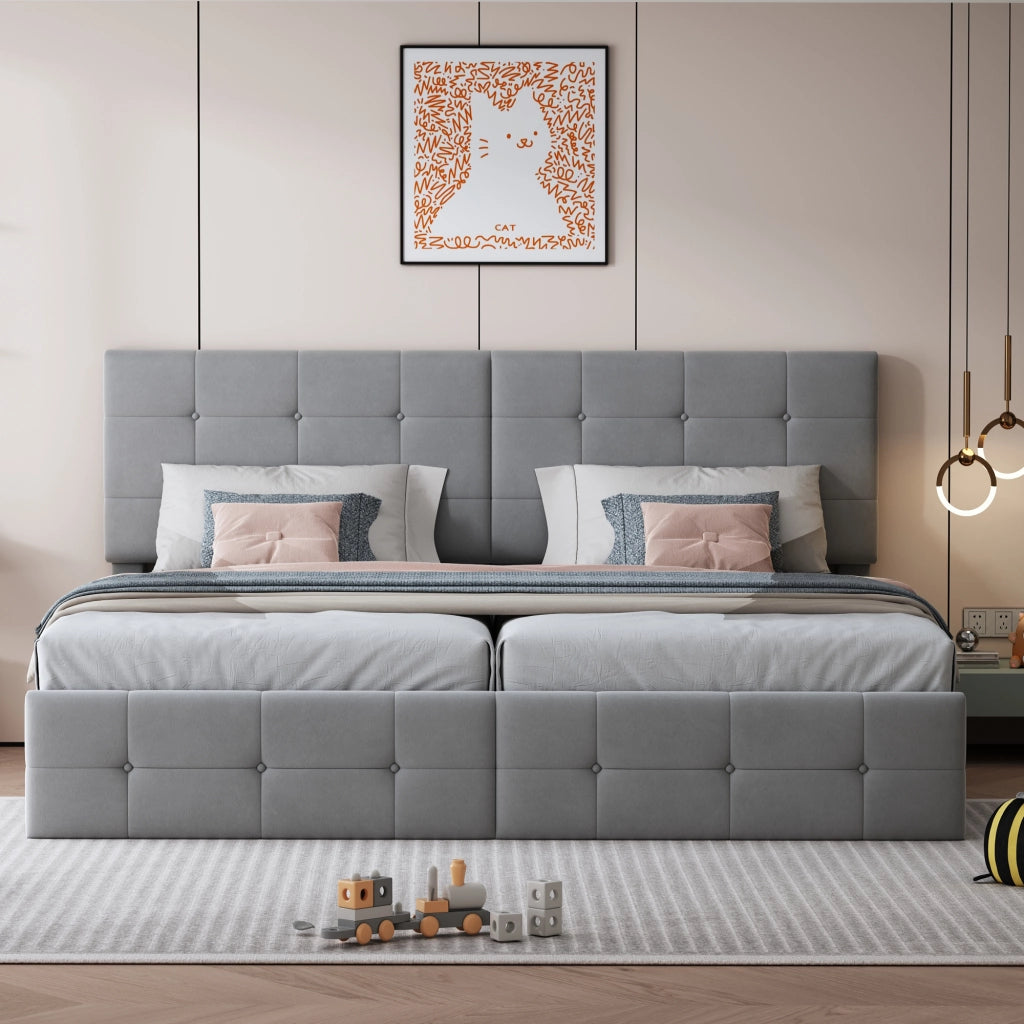 letto imbottito velluto grigio 180 x 200 cm