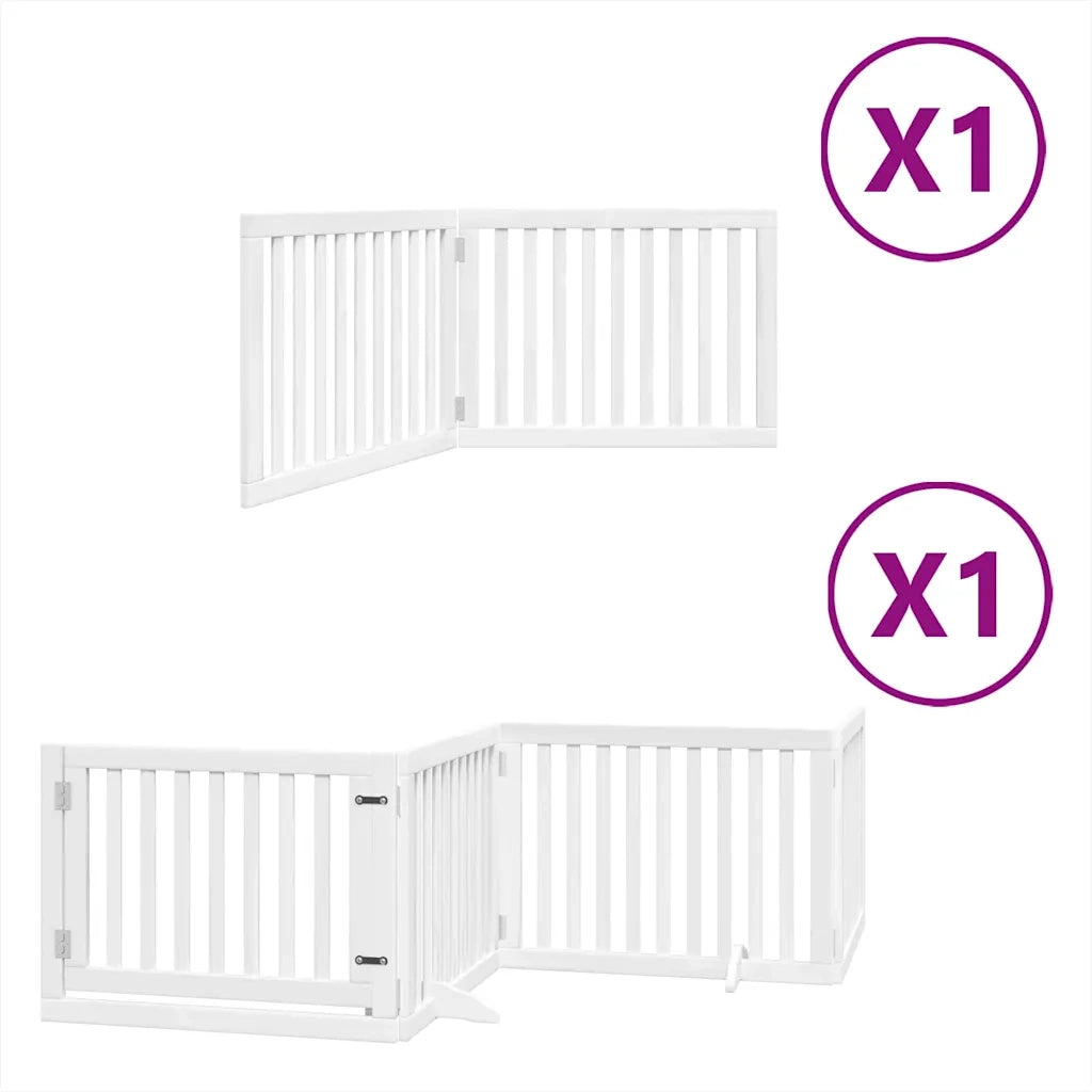 Cancello Cani Porta Pieghevole Bianco 6 Pannelli 480 cm Pioppo CFW9011135